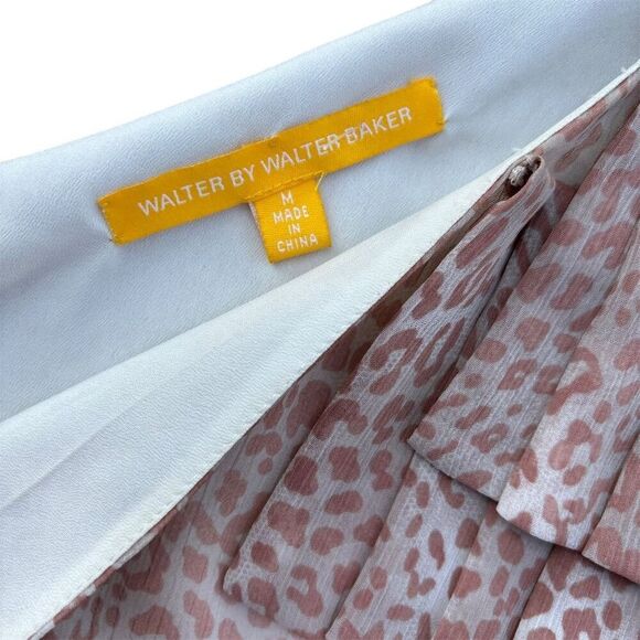 Walter Baker One-Shoulder Animal Print Dress M Pink Ruffle Party/Cocktail - Picture 4 of 8